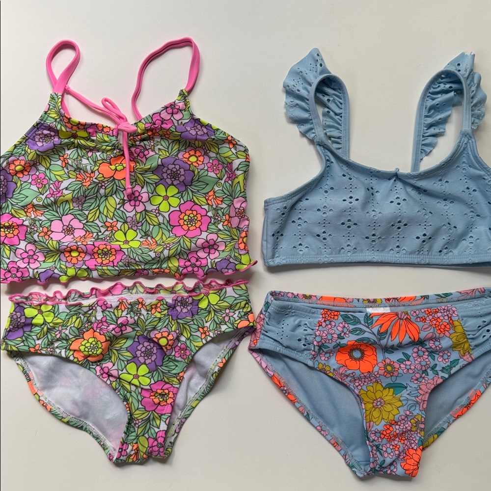 Cat & Jack Girls Floral Mix Bikini Set Size 6/7